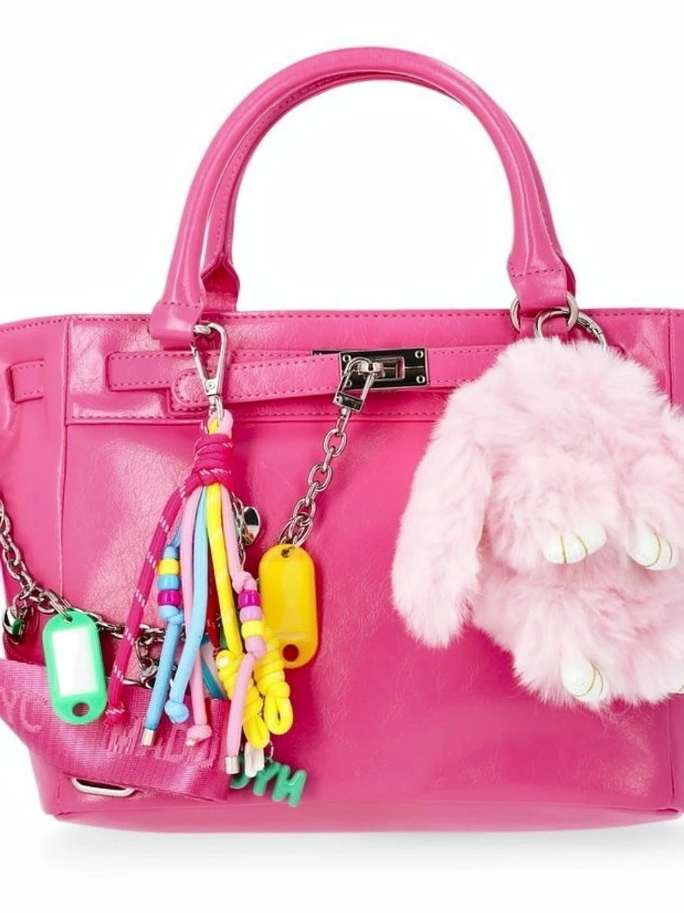 Madden NYC Clip Belt Satchel Pink with Charms